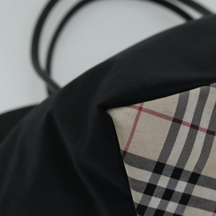 Burberry Nova Check Blue Label Tote Bag Nylon Black Beige Auth bs14385