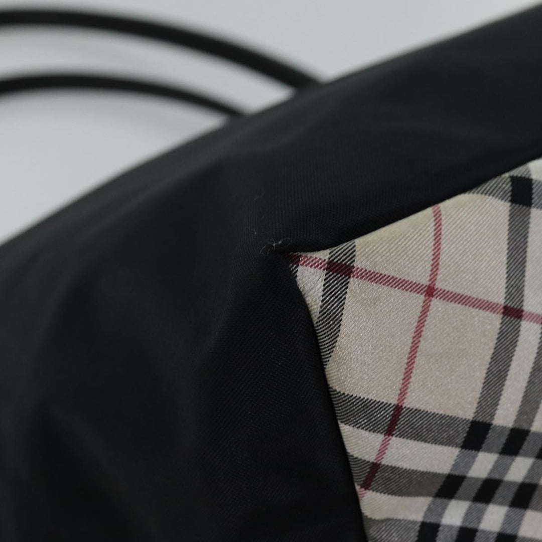 Burberry Nova Check Blue Label Tote Bag Nylon Black Beige Auth bs14385