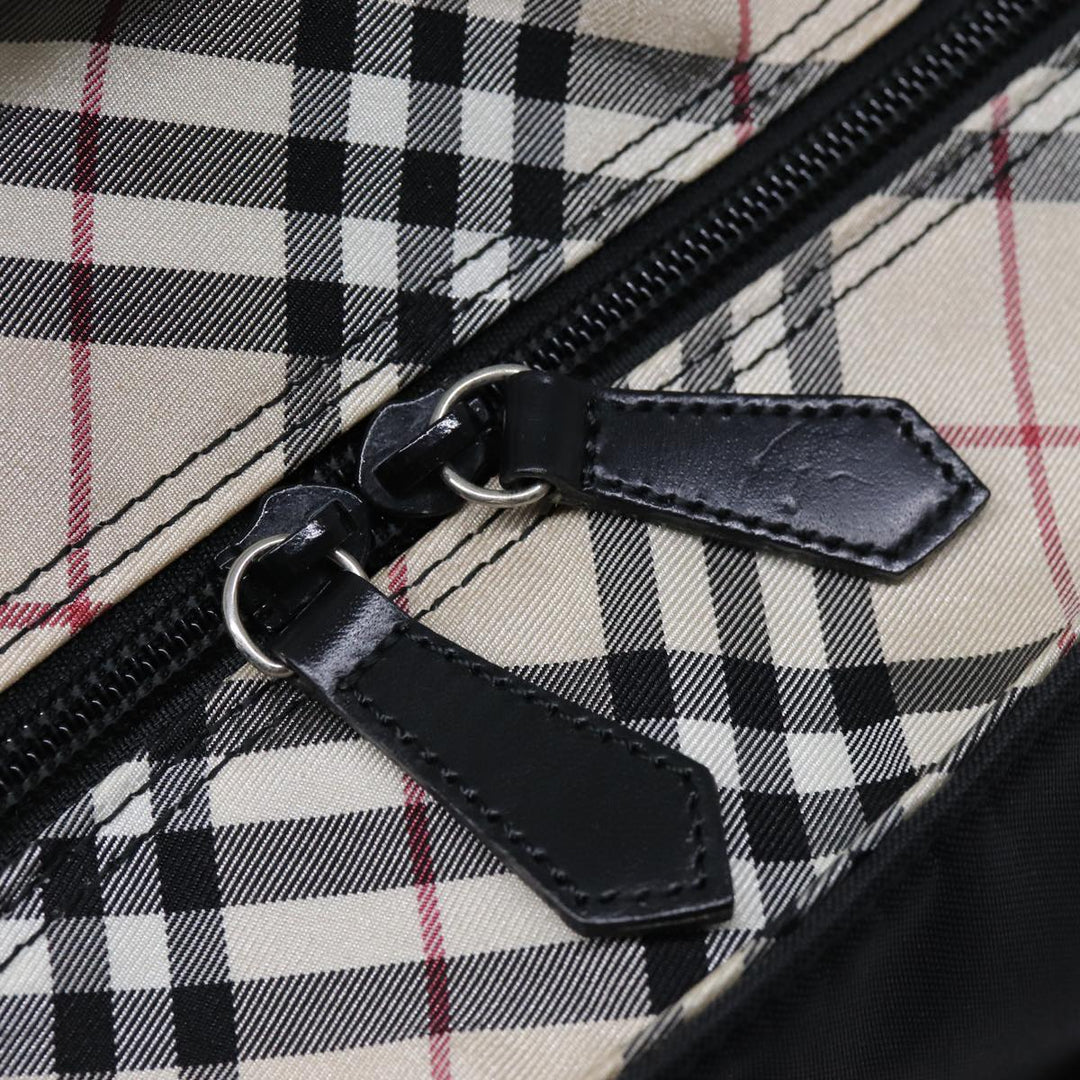 Burberry Nova Check Blue Label Tote Bag Nylon Black Beige Auth bs14385