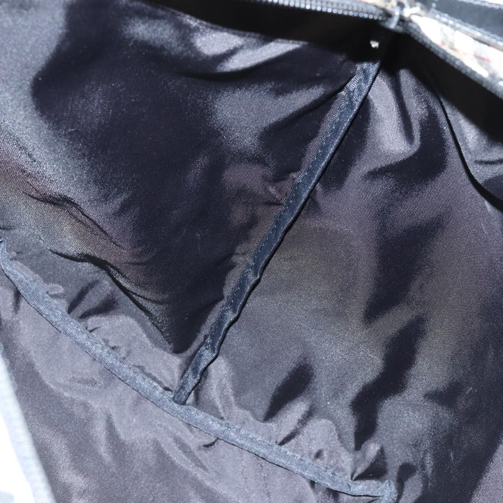 Burberry Nova Check Blue Label Tote Bag Nylon Black Beige Auth bs14385
