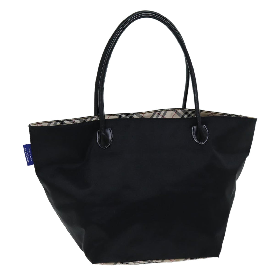 Burberry Nova Check Blue Label Tote Bag Nylon Black Beige Auth bs14385