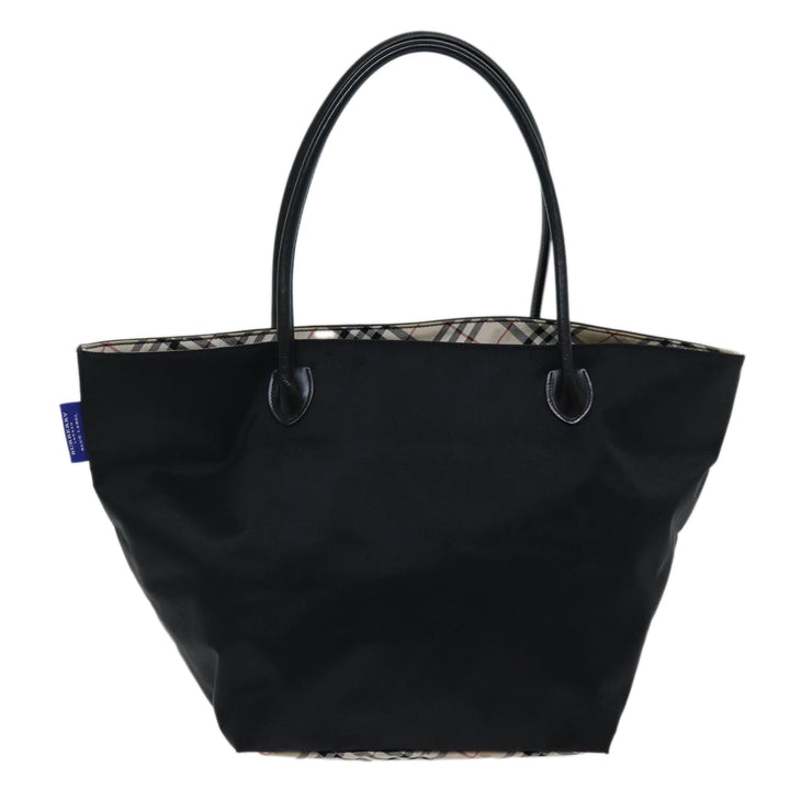 Burberry Nova Check Blue Label Tote Bag Nylon Black Beige Auth bs14385