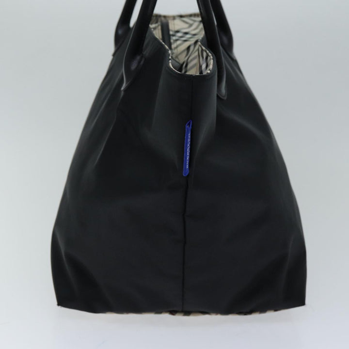 Burberry Nova Check Blue Label Tote Bag Nylon Black Beige Auth bs14385