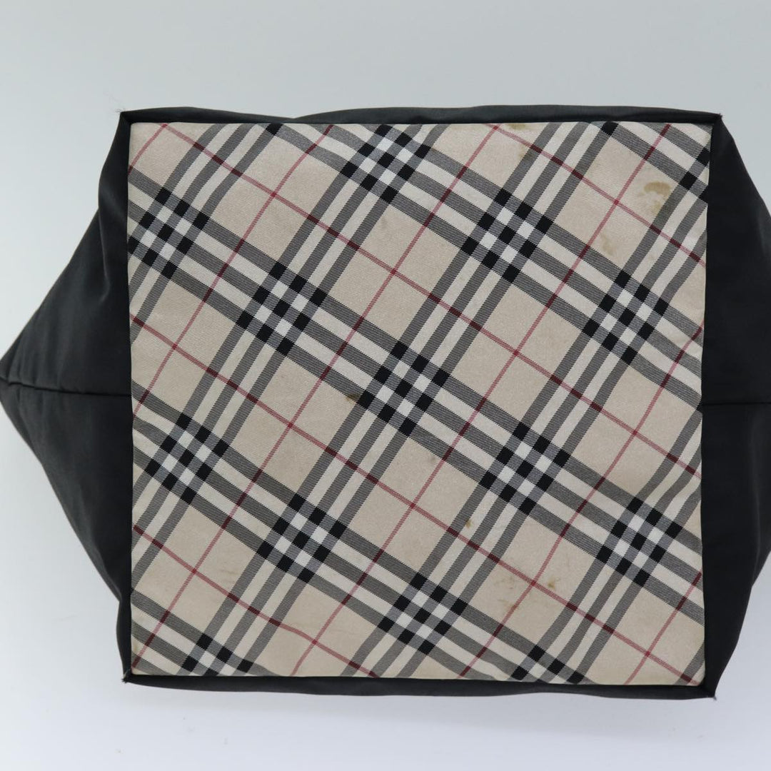 Burberry Nova Check Blue Label Tote Bag Nylon Black Beige Auth bs14385