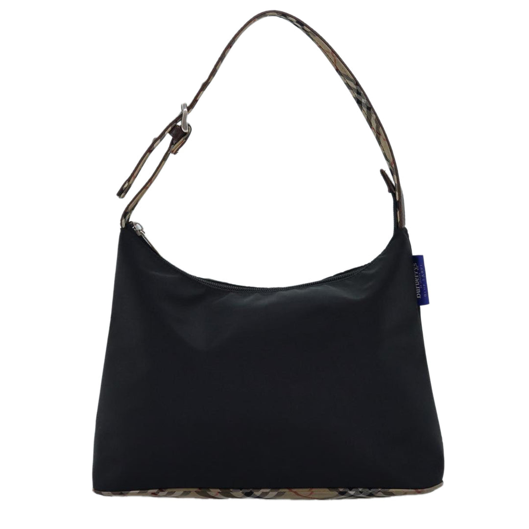 BurberrySs Nova Check Blue Label Shoulder Bag Nylon Black Beige Auth bs14387