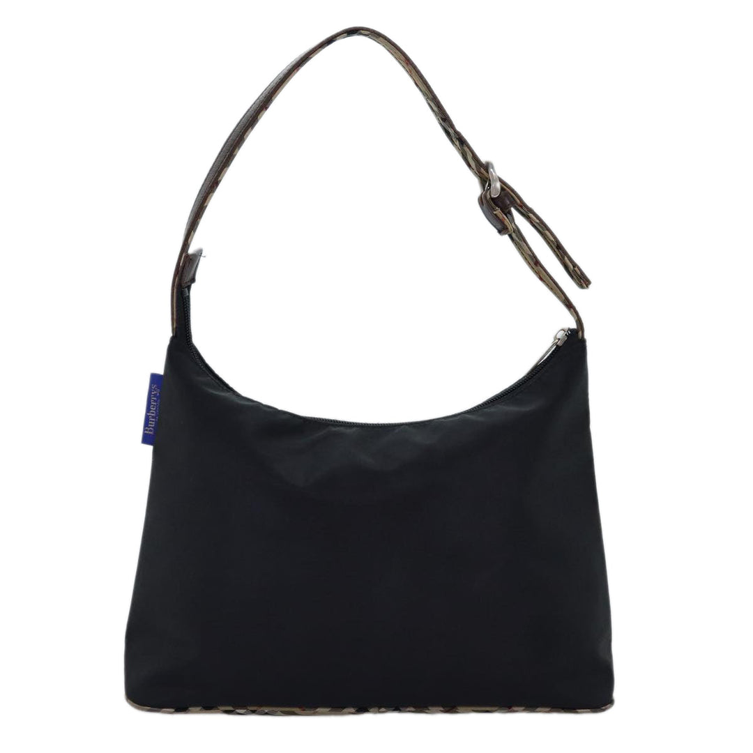 BurberrySs Nova Check Blue Label Shoulder Bag Nylon Black Beige Auth bs14387