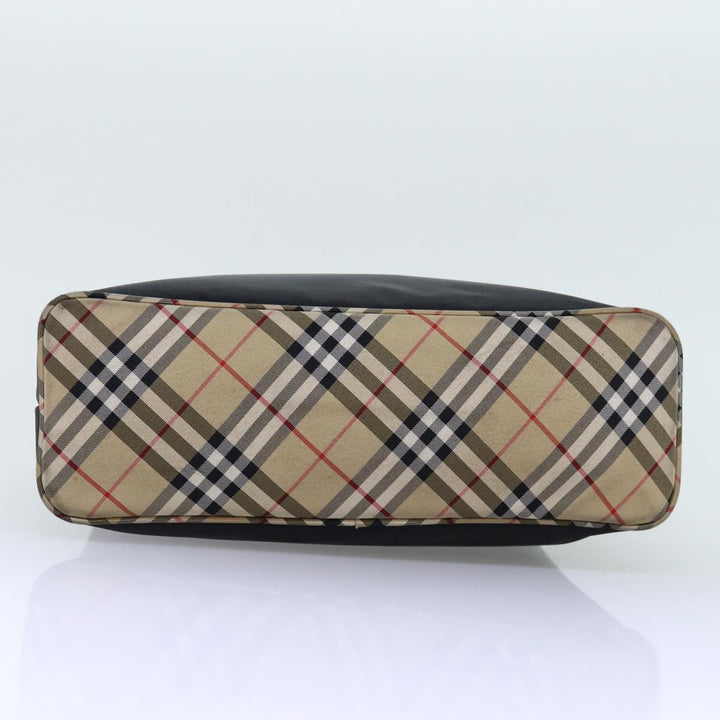 BurberrySs Nova Check Blue Label Shoulder Bag Nylon Black Beige Auth bs14387
