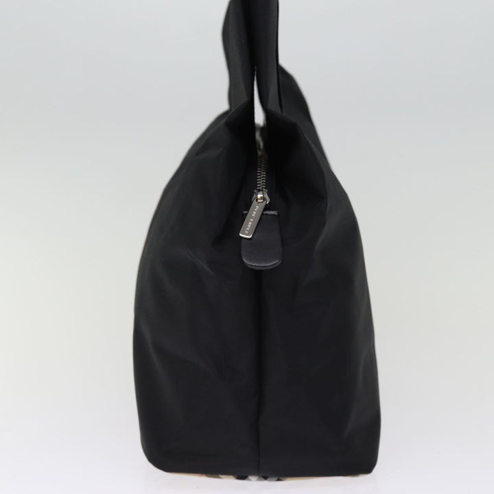 BurberrySs Nova Check Blue Label Hand Bag Nylon Black Beige Auth bs14388
