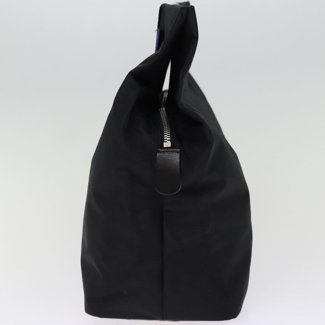 BurberrySs Nova Check Blue Label Hand Bag Nylon Black Beige Auth bs14388