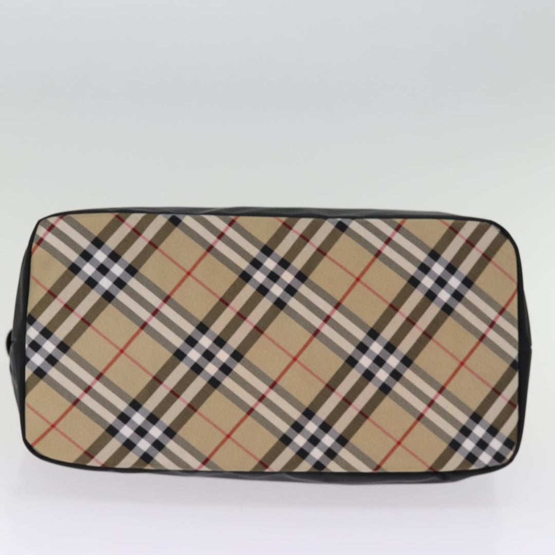 BurberrySs Nova Check Blue Label Hand Bag Nylon Black Beige Auth bs14388