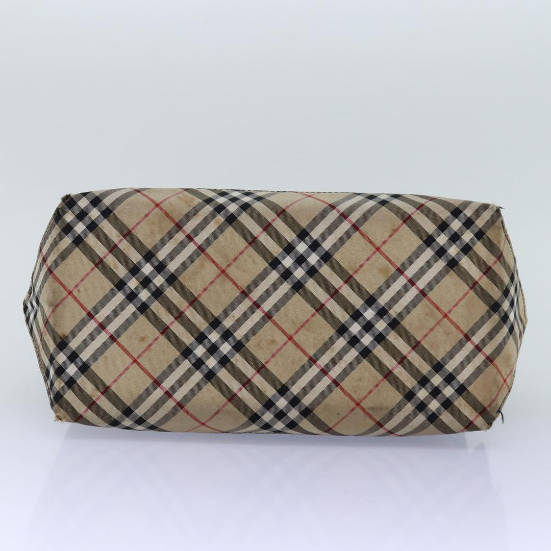 BurberrySs Nova Check Blue Label Tote Bag Nylon Black Beige Auth bs14389