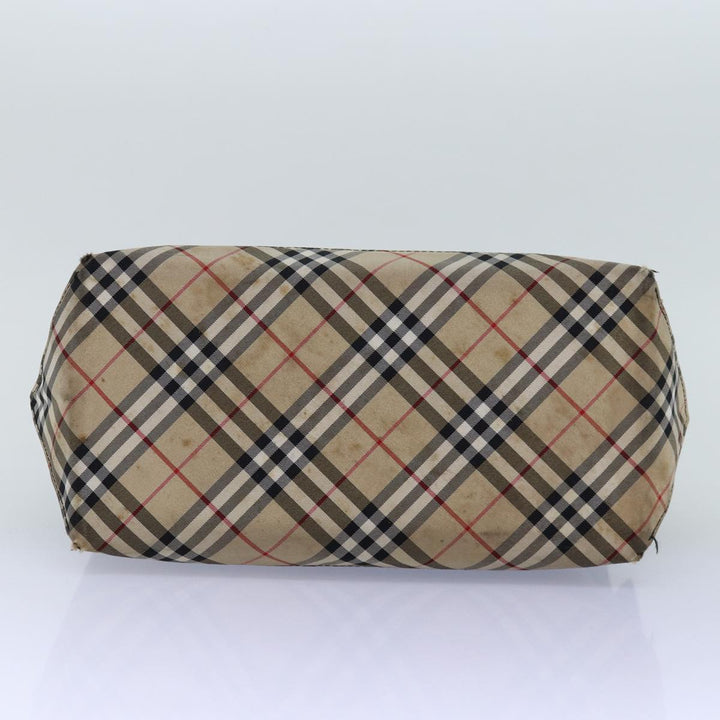 BurberrySs Nova Check Blue Label Tote Bag Nylon Black Beige Auth bs14389