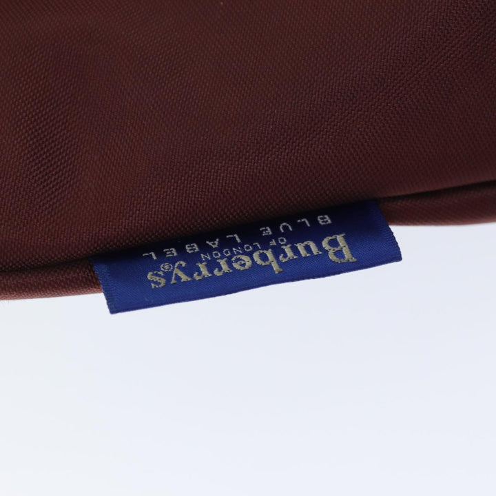 BURBERRYSs Nova Check Blue Label Tote Bag Nylon Beige Bordeaux Auth bs14390