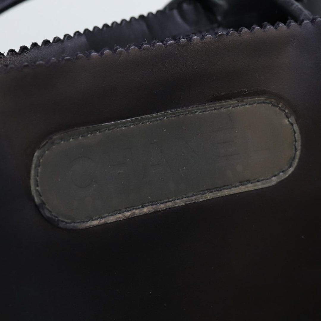 Chanel Hand Bag Leather Black CC Auth bs14401