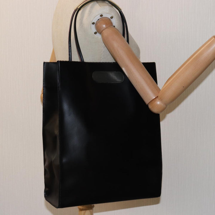 Chanel Hand Bag Leather Black CC Auth bs14401