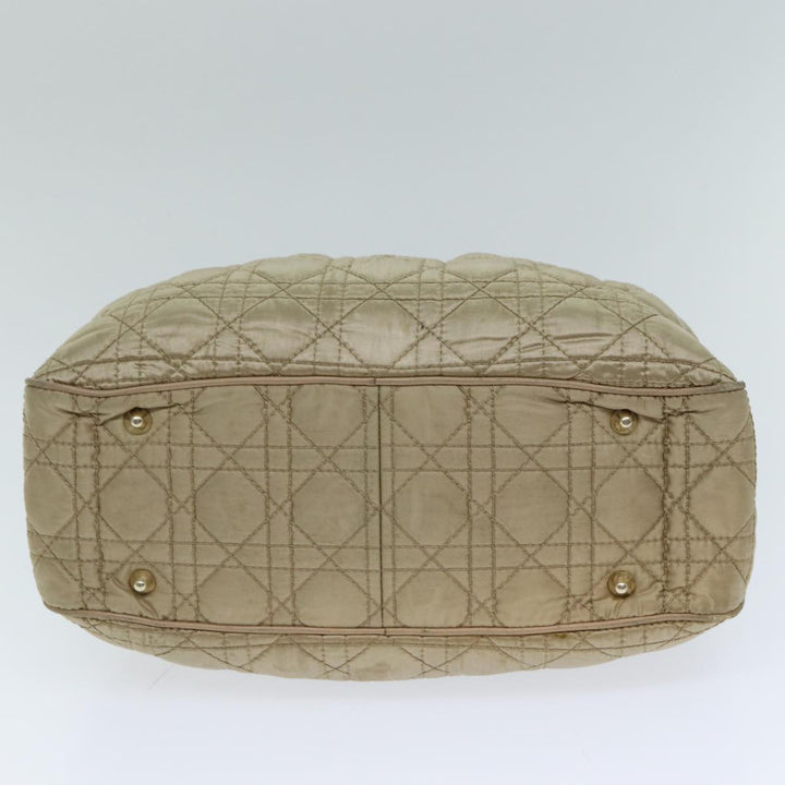 CHRISTIAN Top quality Dior Lady Top quality Dior Canage Hand Bag Nylon Beige Auth bs14404