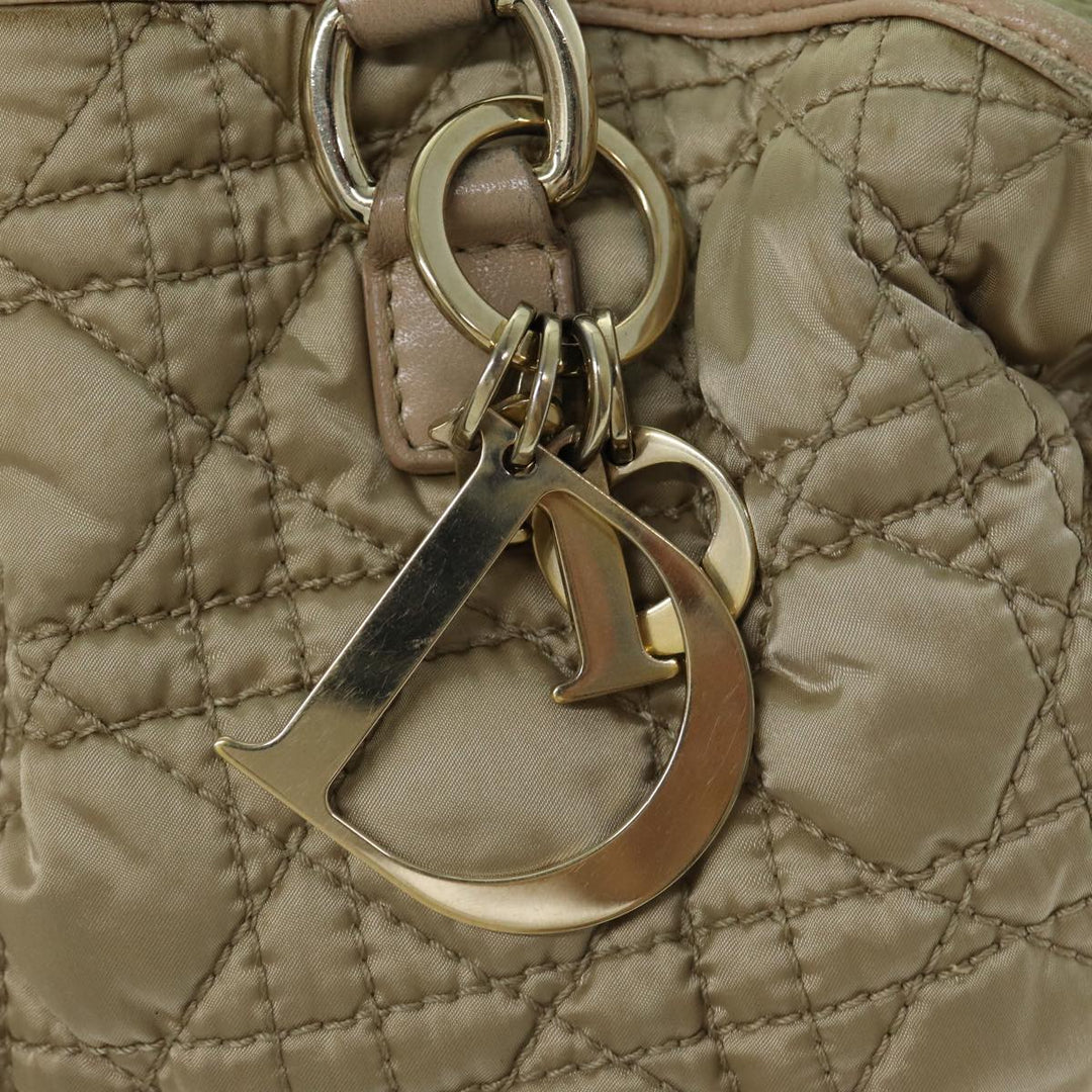 CHRISTIAN Top quality Dior Lady Top quality Dior Canage Hand Bag Nylon Beige Auth bs14404