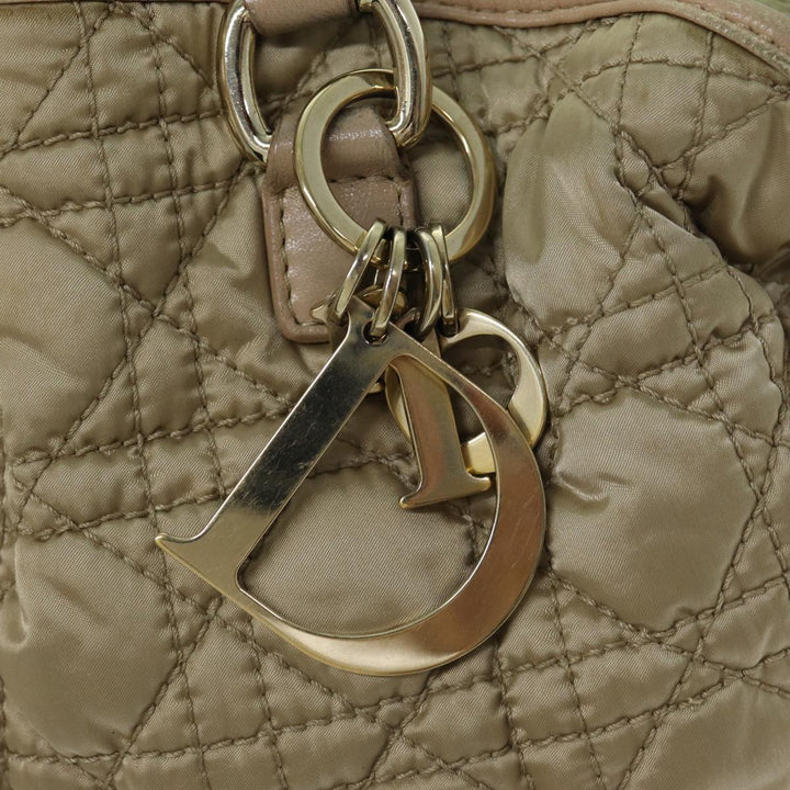 CHRISTIAN Top quality Dior Lady Top quality Dior Canage Hand Bag Nylon Beige Auth bs14404