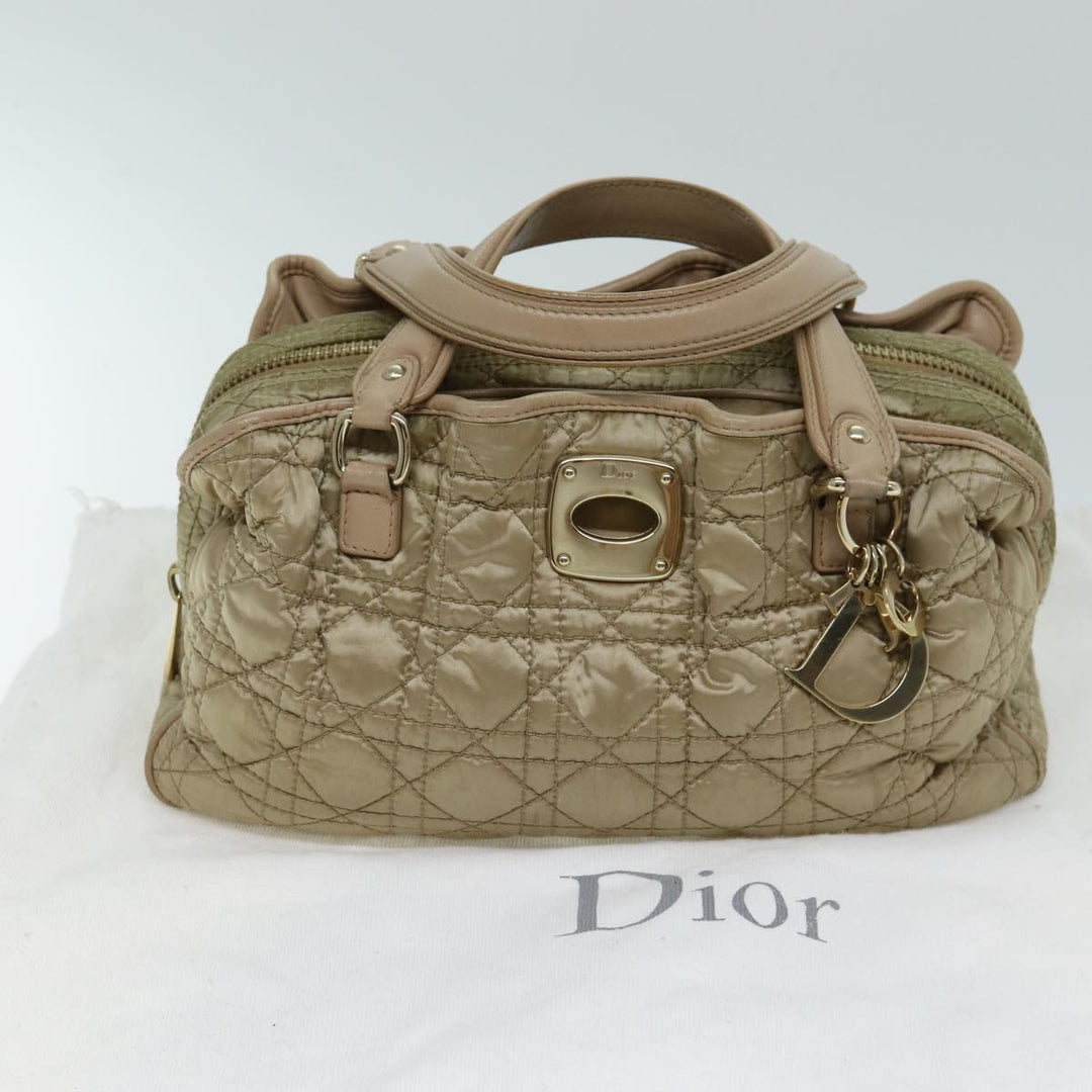 CHRISTIAN Top quality Dior Lady Top quality Dior Canage Hand Bag Nylon Beige Auth bs14404