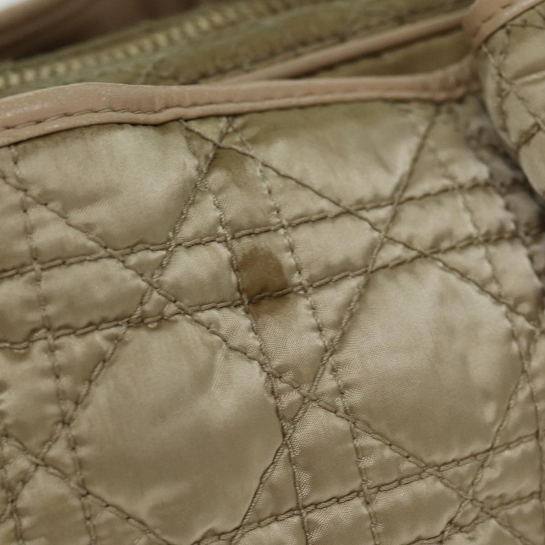 CHRISTIAN Top quality Dior Lady Top quality Dior Canage Hand Bag Nylon Beige Auth bs14404