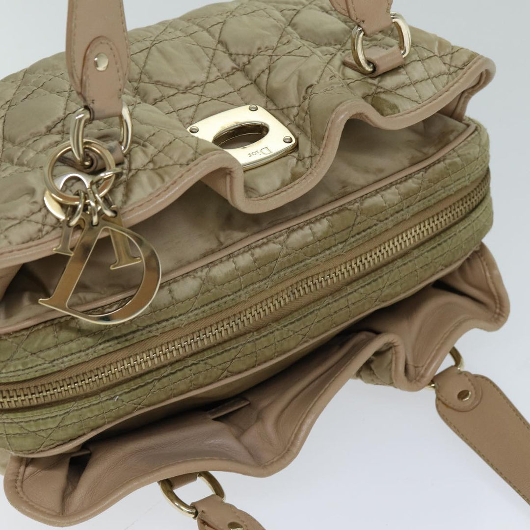 CHRISTIAN Top quality Dior Lady Top quality Dior Canage Hand Bag Nylon Beige Auth bs14404