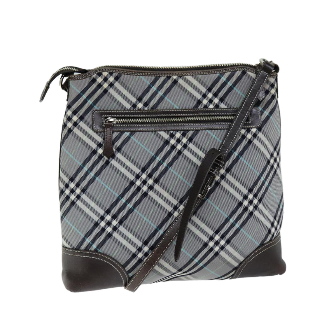 Burberry Nova Check Blue Label Shoulder Bag Nylon Black Auth bs14431