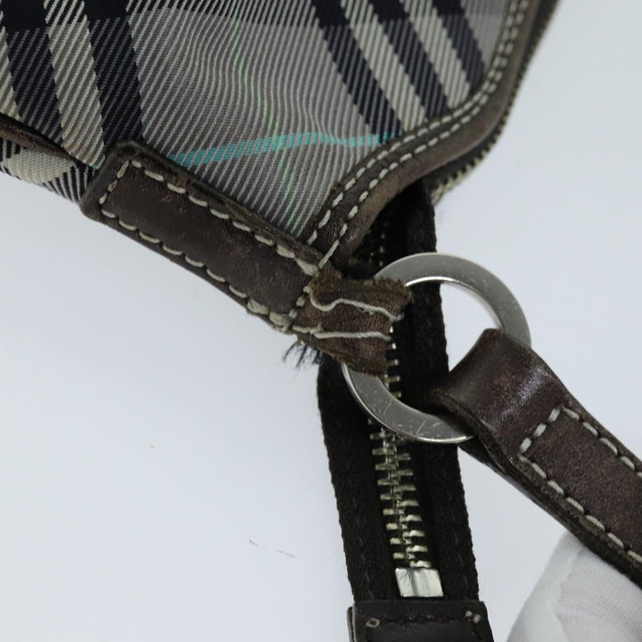 Burberry Nova Check Blue Label Shoulder Bag Nylon Black Auth bs14431