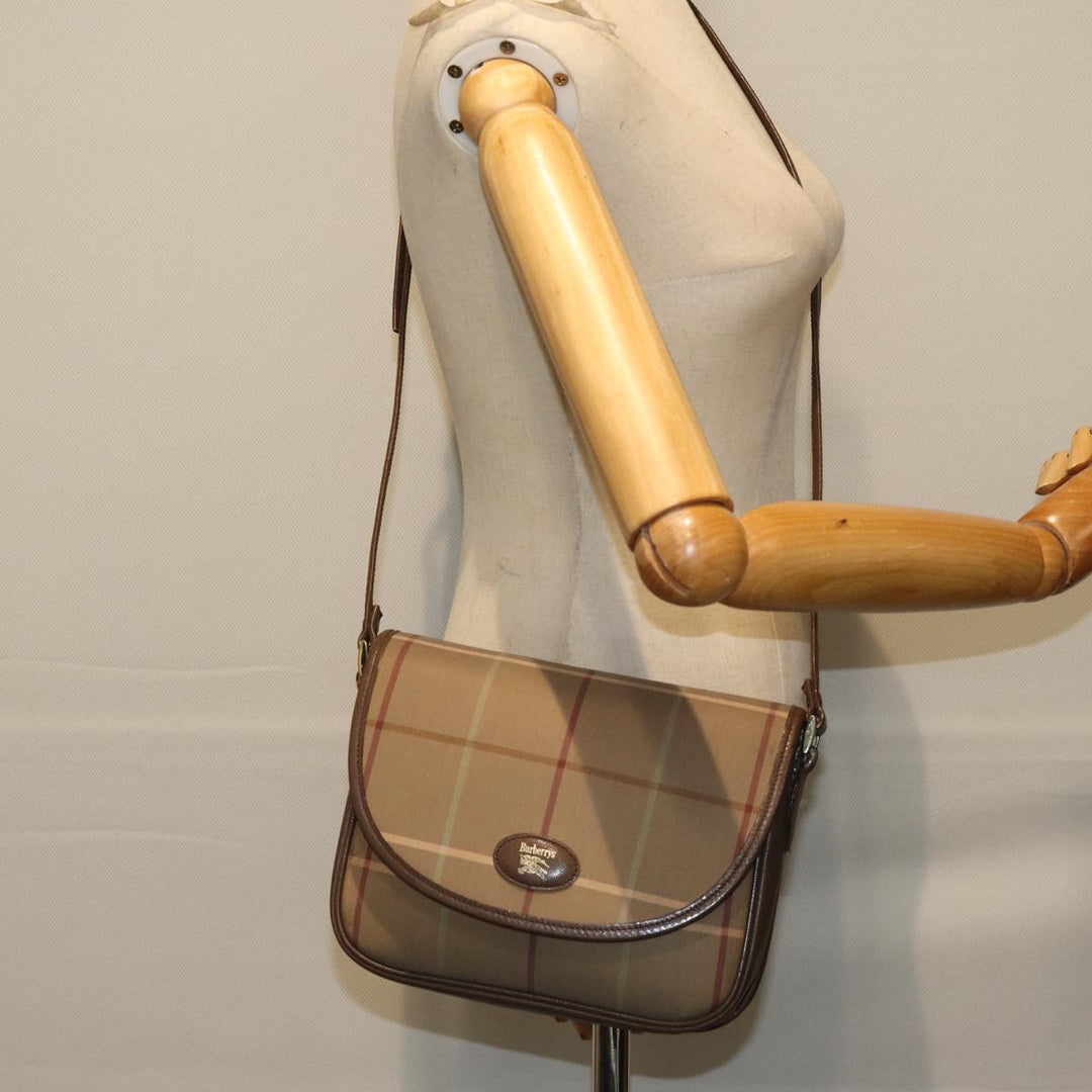 BurberrySs Nova Check Shoulder Bag Canvas Beige Auth bs14432