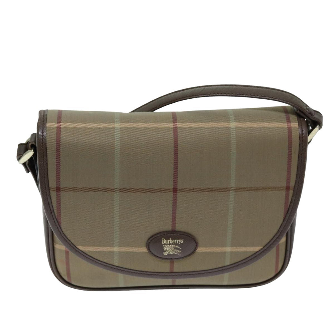 BurberrySs Nova Check Shoulder Bag Canvas Beige Auth bs14432