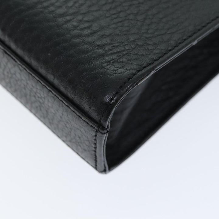 BurberrySs Clutch Bag Leather Black Auth bs14433
