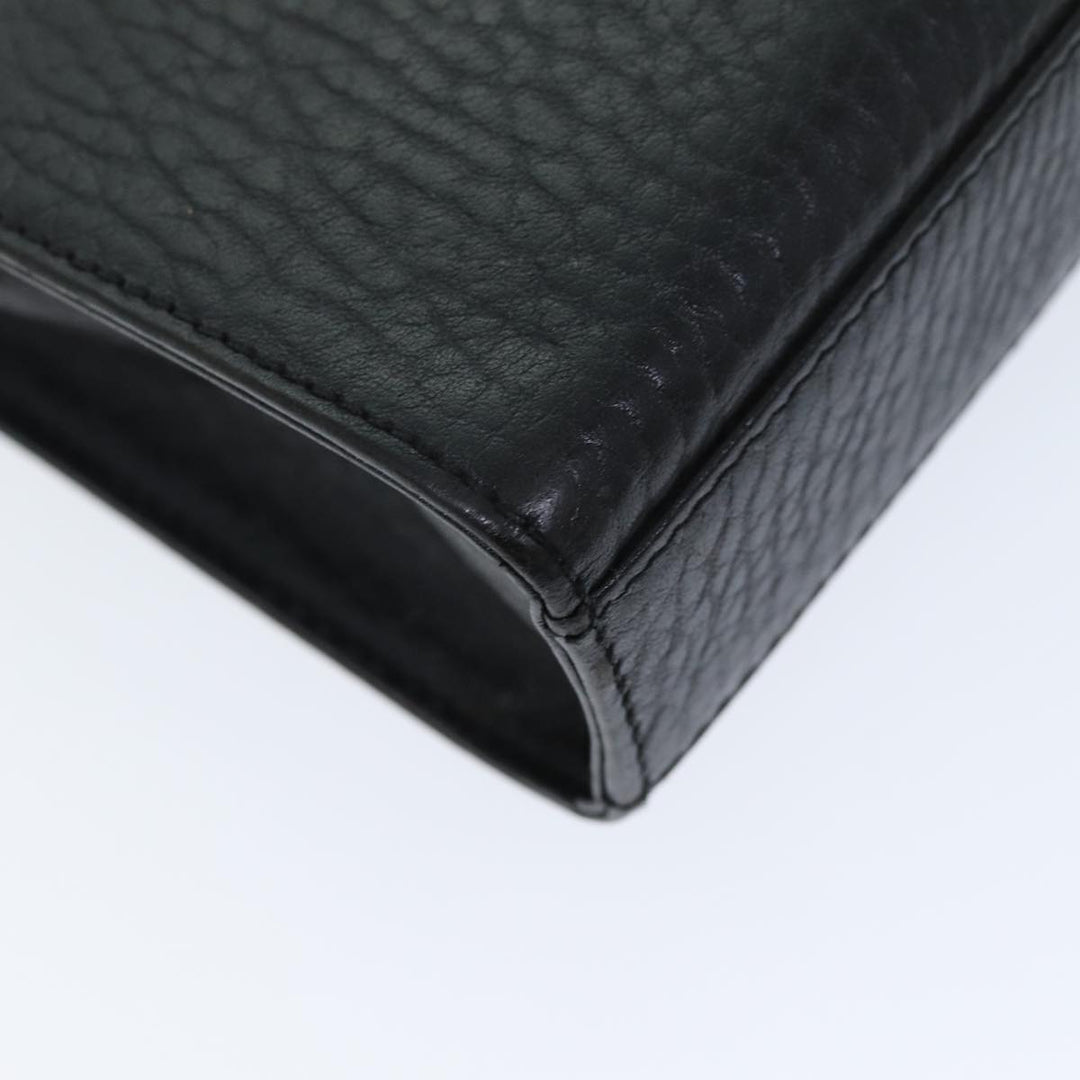 BurberrySs Clutch Bag Leather Black Auth bs14433