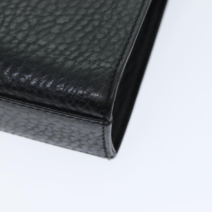 BurberrySs Clutch Bag Leather Black Auth bs14433