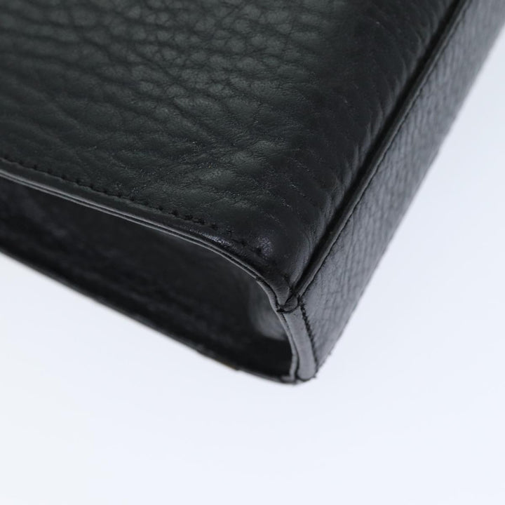 BurberrySs Clutch Bag Leather Black Auth bs14433