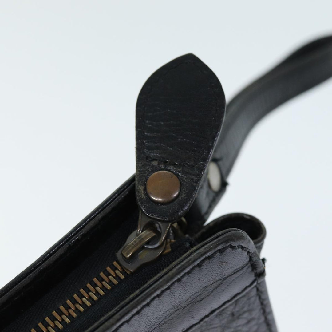 BurberrySs Clutch Bag Leather Black Auth bs14433