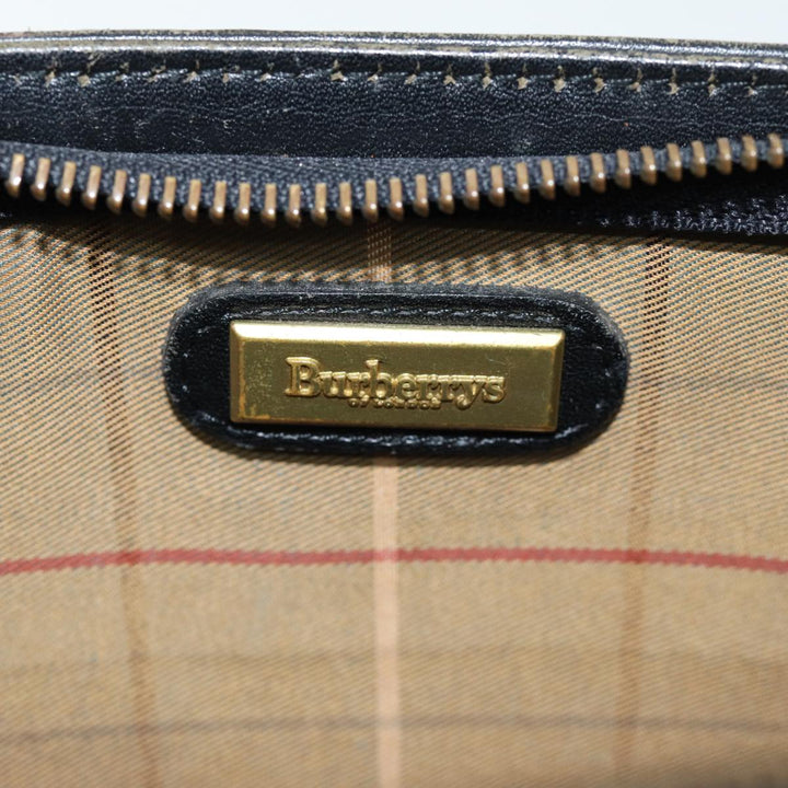 BurberrySs Clutch Bag Leather Black Auth bs14433