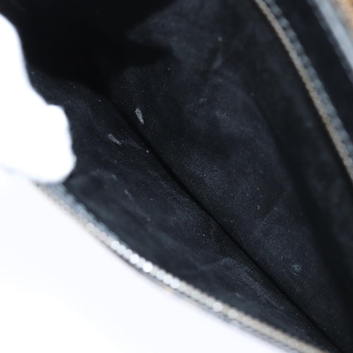 BurberrySs Clutch Bag Leather Black Auth bs14433