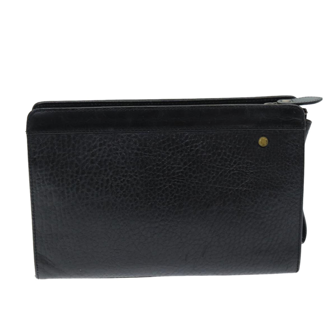 BurberrySs Clutch Bag Leather Black Auth bs14433