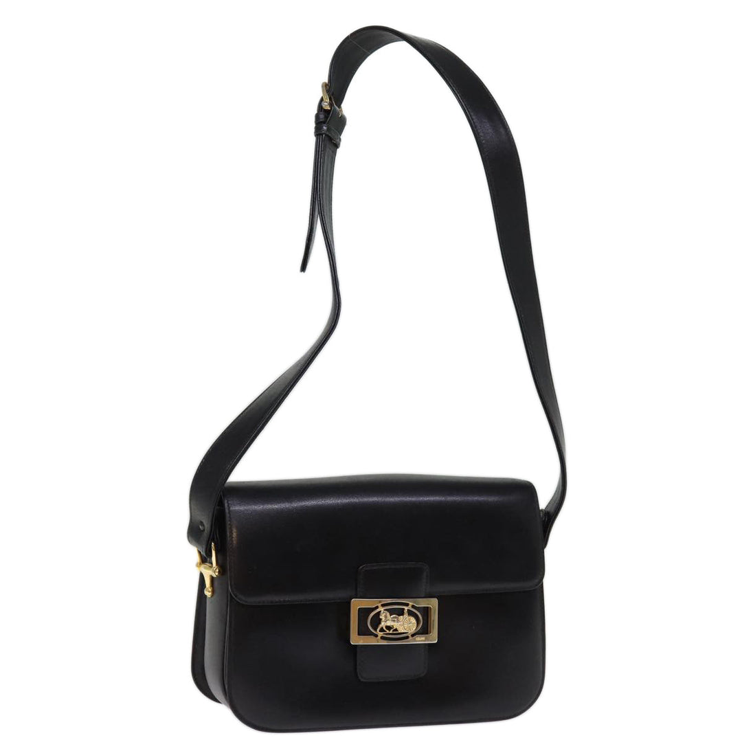 Celine Horse Carriage Shoulder Bag Leather Black  14459