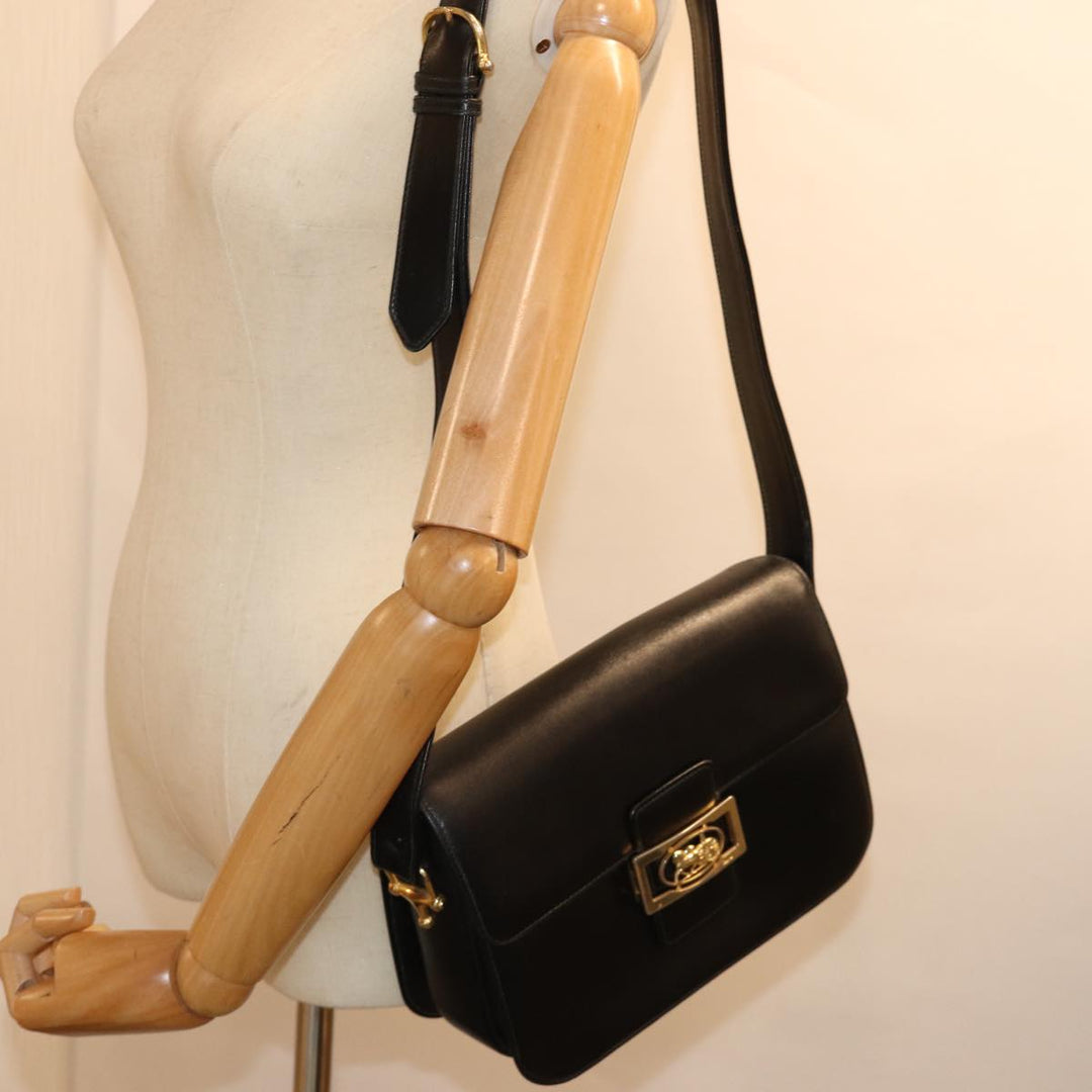 Celine Horse Carriage Shoulder Bag Leather Black  14459