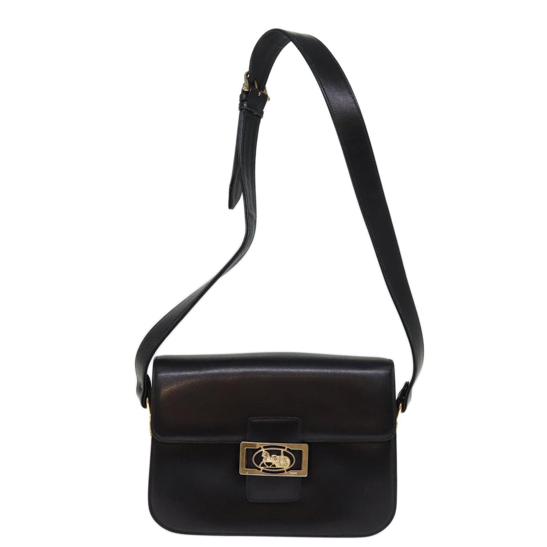 Celine Horse Carriage Shoulder Bag Leather Black  14459