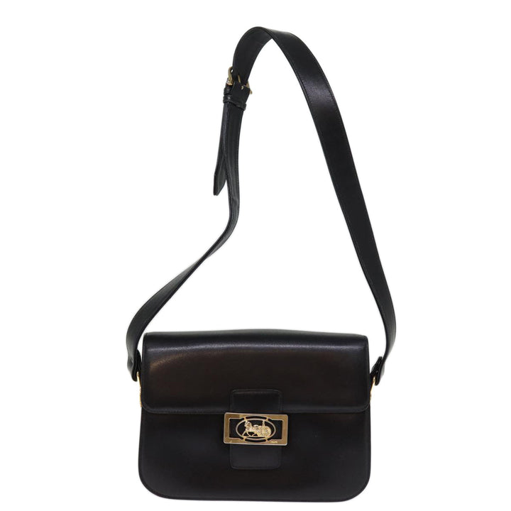 Celine Horse Carriage Shoulder Bag Leather Black  14459
