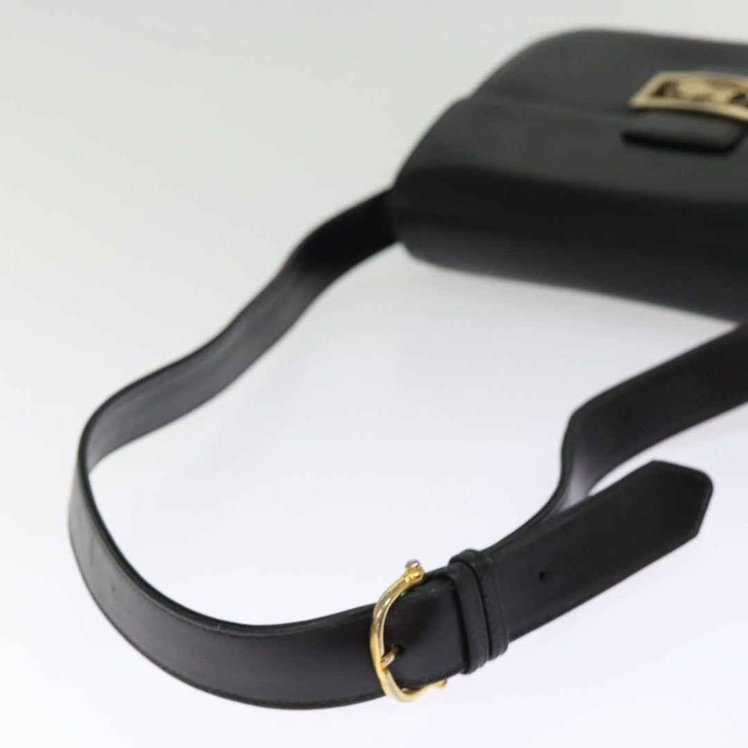 Celine Horse Carriage Shoulder Bag Leather Black  14459