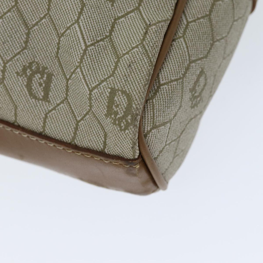 CHRISTIAN Top quality Dior Honeycomb Canvas Clutch Bag PVC Leather Beige Auth bs14478