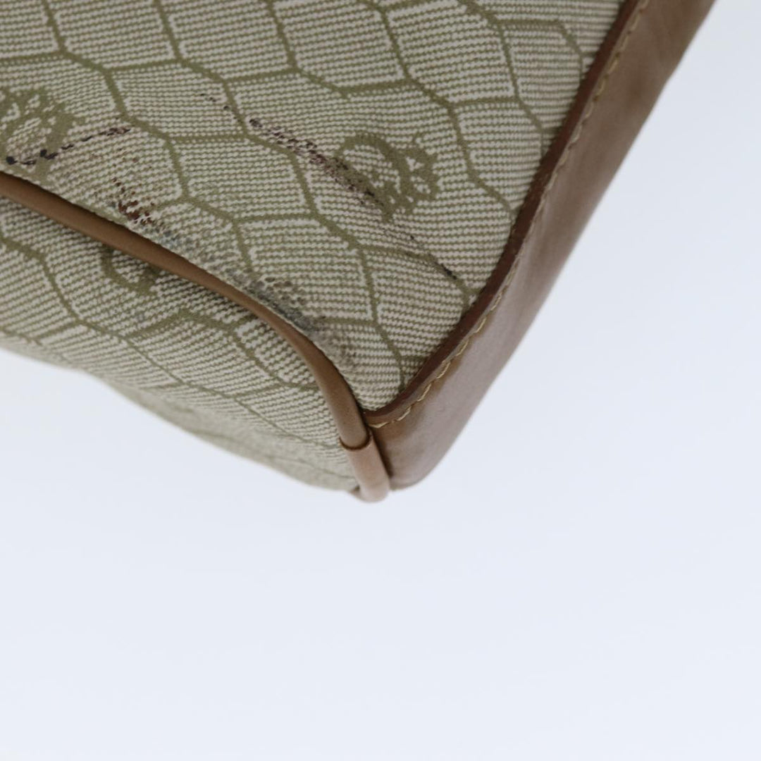 CHRISTIAN Top quality Dior Honeycomb Canvas Clutch Bag PVC Leather Beige Auth bs14478