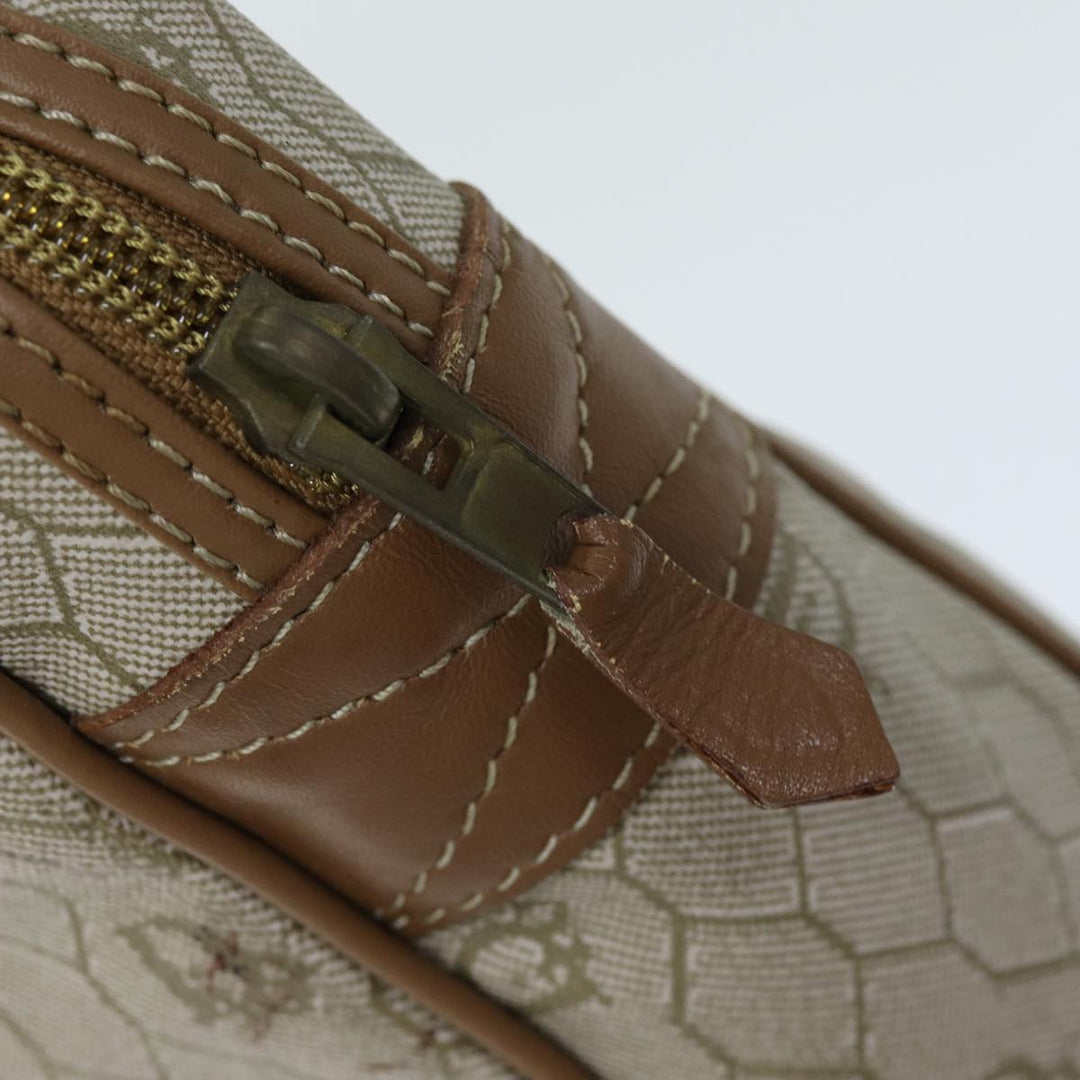 CHRISTIAN Top quality Dior Honeycomb Canvas Clutch Bag PVC Leather Beige Auth bs14478