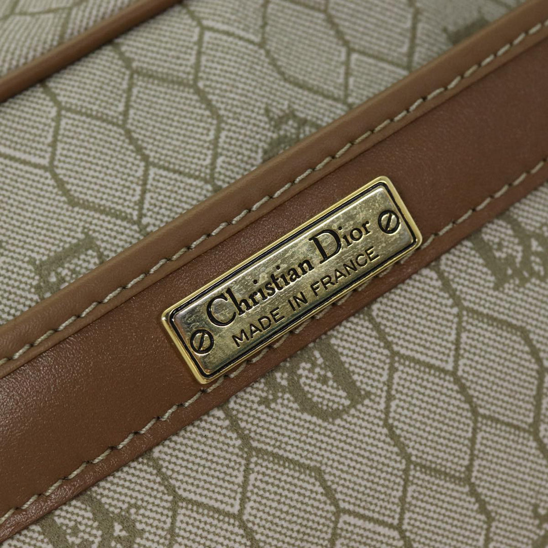 CHRISTIAN Top quality Dior Honeycomb Canvas Clutch Bag PVC Leather Beige Auth bs14478