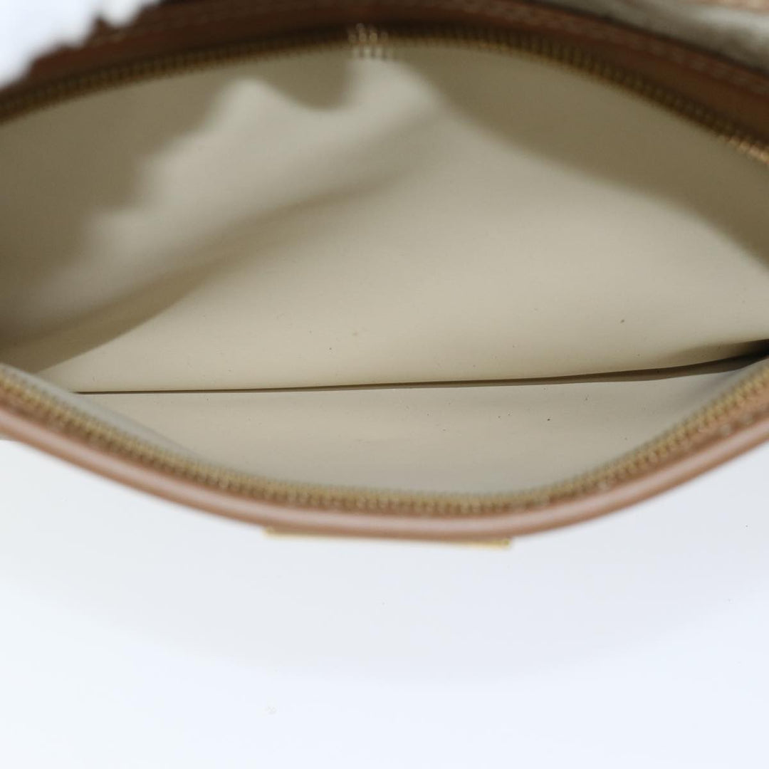 CHRISTIAN Top quality Dior Honeycomb Canvas Clutch Bag PVC Leather Beige Auth bs14478