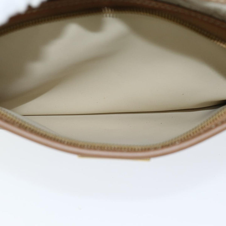 CHRISTIAN Top quality Dior Honeycomb Canvas Clutch Bag PVC Leather Beige Auth bs14478