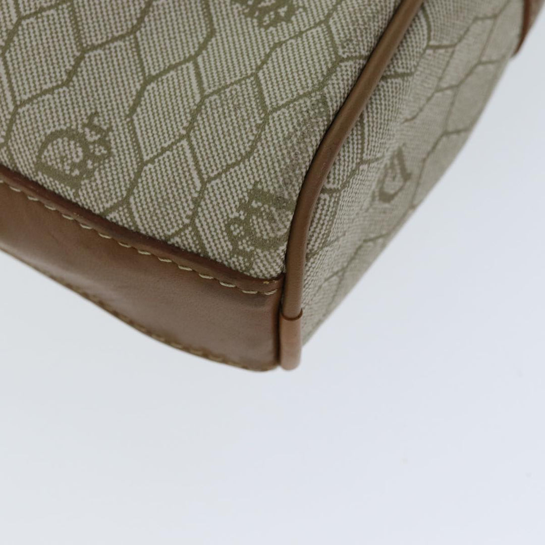 CHRISTIAN Top quality Dior Honeycomb Canvas Clutch Bag PVC Leather Beige Auth bs14478