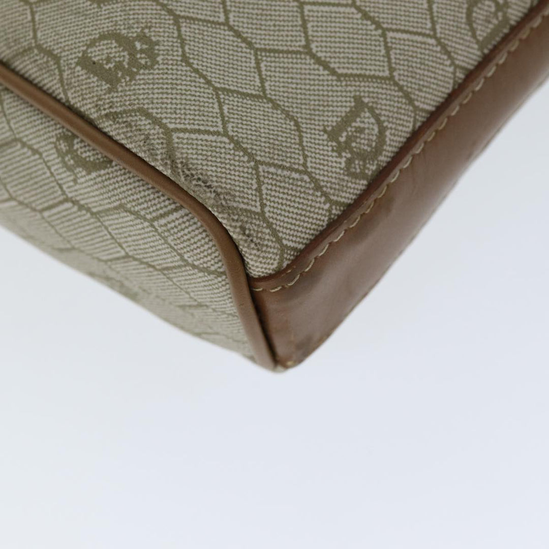 CHRISTIAN Top quality Dior Honeycomb Canvas Clutch Bag PVC Leather Beige Auth bs14478